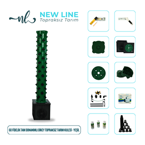 60 Fidelik Tam Donanımlı Dikey Topraksız Tarım Kulesi - Yeşil