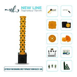 60 Fidelik Tam Donanımlı Dikey Topraksız Tarım Kulesi - Sarı