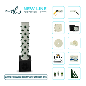 40 Fidelik Tam Donanımlı Dikey Topraksız Tarım Kulesi - Beyaz