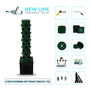 40 Fidelik Tam Donanımlı Dikey Topraksız Tarım Kulesi - Yeşil