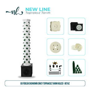 60 Fidelik Ekonomik Dikey Topraksız Tarım Kulesi - Beyaz