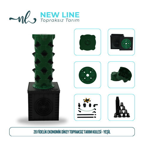 20 Fidelik Ekonomik Dikey Topraksız Tarım Kulesi - Yeşil